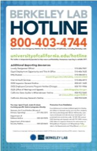 Berkeley Lab Whistleblower Hotline Poster