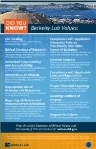 Berkeley Lab Ethical Values and Standards Poster