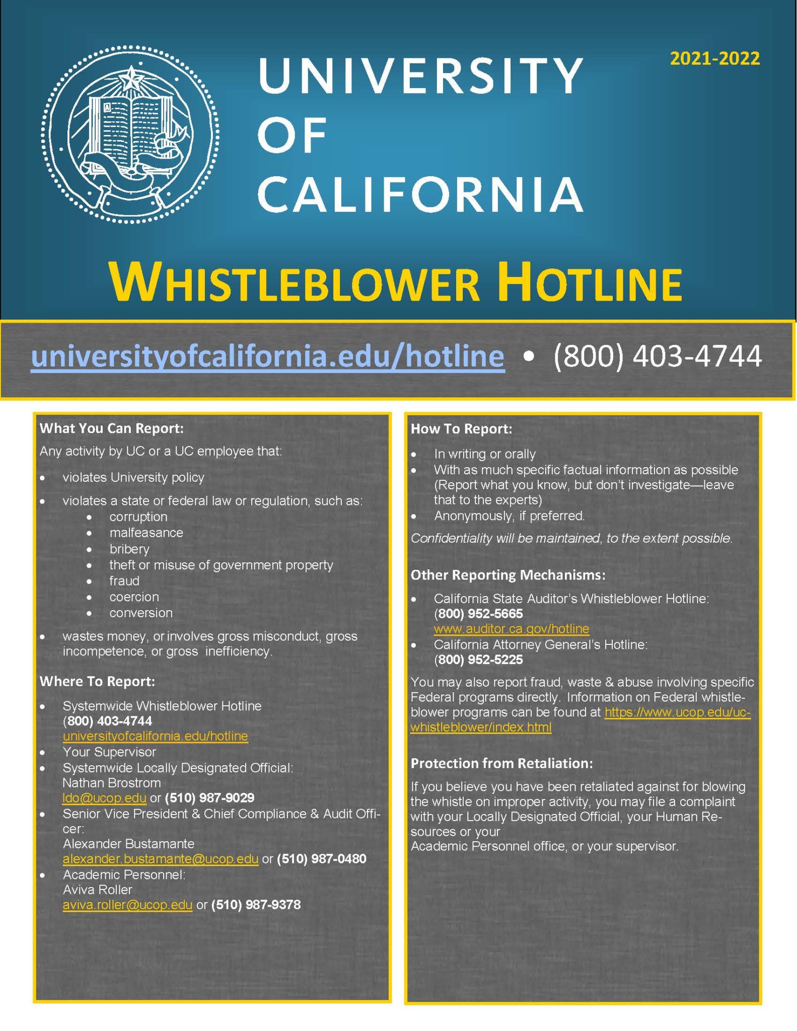 UC Whistleblower Hotline 